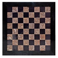 Jet Black & Marina Pink Marble Chess Board - Elegant 2-Tone Chess Set with Custom Variant Borders
