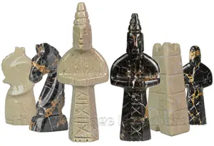 Handcrafted Michael Angelo and Verona Beige Marble Chess Pieces – Luxury Stone Chess Set for Elegant Gameplay