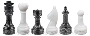 Handcrafted Black and White Marble Chess Set – Luxury Stone Chess Board with Weighted Pieces – Elegant Home Décor for Collectors