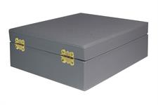 Elegant Slate Gray PU Leather Storage Box for Green Onyx Wine Glasses | Perfect for Home Bar