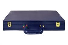 Navy Blue PU Leather Chess Set Storage Box - Elegant Organizer for Chess Pieces and Board
