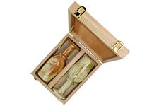 Beige Latte PU Leather Storage Box for Green Onyx Wine Glass - Elegant Wine Glass Holder, Perfect Gift in USA