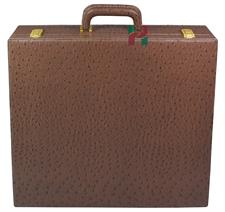 Chestnut Brown Ostrich Textured PU Leather Storage Box for Chess Set – Stylish and Durable Organizer for Chess Pieces and Board