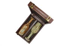 Chocolate Brown PU Leather Storage Box for Green Onyx Wine Glasses | Stylish & Durable Organizer 