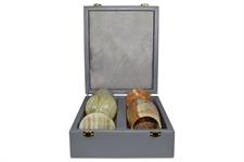 Elegant Slate Gray PU Leather Storage Box for Green Onyx Wine Glasses | Perfect for Home Bar