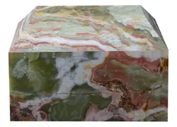 Elegant Green Onyx Garden Cremation Urn with Secure Bottom Closure | Handcrafted Memorial Urn for Human Ashes | Natural Stone Funeral Urn for Outdoor Tribute