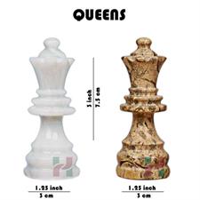 Coral & White Marble American Series Chess Pieces Set - Luxury Handcrafted Game Pieces