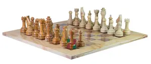 Luxury Burma Teak & Red Onyx Rustic Chess Set with Elegant Faux Leather Storage Box – Handcrafted Stone Chessboard for Collectors & Gifting