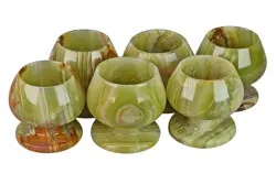 Green Onyx Marble Wine Goblets 4x4 Inch – Handmade Natural Stone Glassware for Special Occasions
