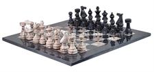 Luxury Marina Pink and Jet Black Marble European Style Chess Set with Faux Leather Storage Box – Handcrafted Stone Chess Pieces – Elegant Home Decor and Gift Set