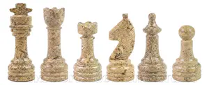Premium Red Onyx and Coral Marble Chess Set – Hand-Carved Stone Chess Piece Set – Unique Home Decor Gift