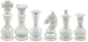 Premium Monarch Gambit Chess Pieces | Hand-Carved Red Onyx and White Marble Luxury Set for Collectors