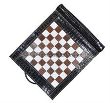 Imperial Gambit Croco Leather Roll-Up Chess Set – Premium Portable Chessboard for Elegant Gameplay