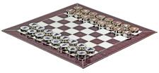 Luxury Burgundy Crocodile Textured Leather Roll-Up Chess Set – Marble Checkers with Metallic Edges & Leather Storage Tube