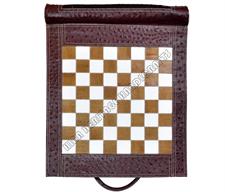 Imperial Gambit Leather Roll-Up Travel Chess Set – Portable & Stylish Ostrich Textured Leather Chessboard for On-the-Go Gaming