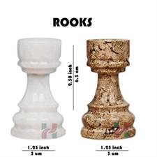 Coral & White Marble American Series Chess Pieces Set - Luxury Handcrafted Game Pieces
