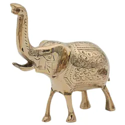 Handcrafted Solid Brass Elephant Figurine with Trunk Up for Good Luck, Home Décor, Feng Shui, and Gifting – Antique Finish – 6 Inch