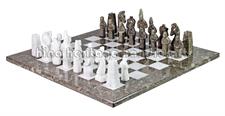 Luxury Oceanic & White Marble Chess Set – Handcrafted Stone Chess Board & Pieces for Home Décor & Gifting