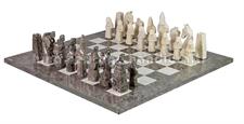 Royal Bishop Series Oceanic & Botticino Marble Chess Set with Faux Leather Storage Box – Elegant Handcrafted Luxury Board Game