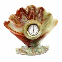 Sea Shell Green Onyx Clock for Beach House, Coastal Décor, and Nautical Interiors