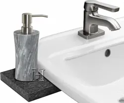 Sunny Grey Marble Natural Stone Soap Dispenser for Bathroom & Kitchen – Handmade Luxury Refillable Lotion Pump Bottle – Modern Gray Marble Vanity Accessory – Eco-Friendly Home Décor