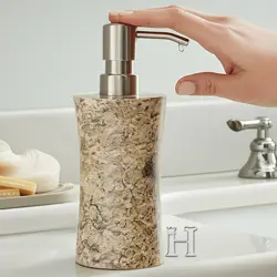 Luxury Coral Marble Natural Stone Soap Dispenser for Bathroom & Kitchen Countertops