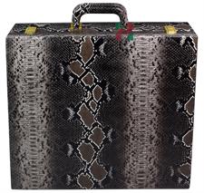 Premium Walnut Brown Snake Textured PU Leather Chess Set Storage Box - Elegant and Durable Organizer for Chess Pieces, Board, and Accessories