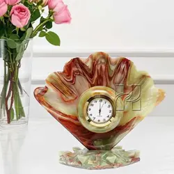 Sea Shell Green Onyx Clock for Beach House, Coastal Décor, and Nautical Interiors