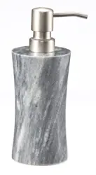 Sunny Grey Marble Natural Stone Soap Dispenser for Bathroom & Kitchen – Handmade Luxury Refillable Lotion Pump Bottle – Modern Gray Marble Vanity Accessory – Eco-Friendly Home Décor