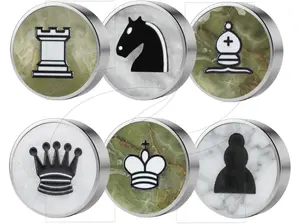 Handcrafted Green Onyx and White Marble Chess & Checkers Set