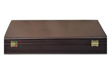 Elegant Chocolate Brown PU Leather Chess Set Storage Box - Durable, Stylish Organizer for Chess Pieces and Board