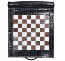 Imperial Gambit Croco Leather Roll-Up Chess Set – Premium Portable Chessboard for Elegant Gameplay