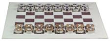 Portable White Leather Chess Set – Roll-Up Design, Zig-Zag Stitching, Marble & Metal Checkers, Storage Tube Included