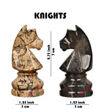 Black and Coral Marble Chess Set - Elegant Handcrafted Marble Chess Pieces for Home Decor & Play
