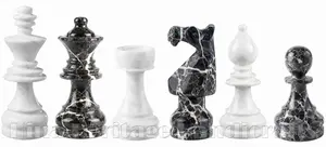 Handcrafted Black Zebra and White Marble European Style Chess Pieces Set – Luxury Staunton Chessmen for Collectors & Home Decor
