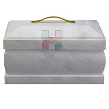 Pristine White Marble Natural Stone Coffin Urn 