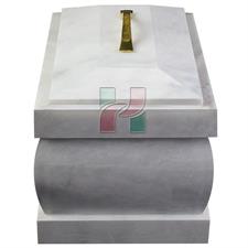 Pristine White Marble Natural Stone Coffin Urn 