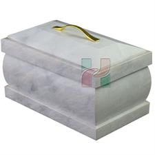Pristine White Marble Natural Stone Coffin Urn 