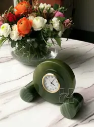 Premium Green Onyx Spindle Clock – Handcrafted Natural Stone Home and Office Decor