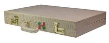 Luxury Fawn Crocodile Textured Faux Leather Backgammon Attache – 21x14x3” with Inlaid Playing Points