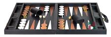 Premium Jet Black Snake Faux Leather Backgammon Attaché – 21x14x3 Inch Closed, Inlaid Playing Points, Luxury Travel Game Set