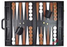 Premium Jet Black Snake Faux Leather Backgammon Attaché – 21x14x3 Inch Closed, Inlaid Playing Points, Luxury Travel Game Set