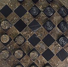 Premium Oceanic & Jet Black Marble Checker Set – Elegant Marble Game Board Collection