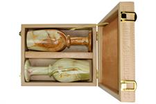 Beige Latte PU Leather Storage Box for Green Onyx Wine Glass - Elegant Wine Glass Holder, Perfect Gift in USA