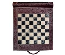 Exotic Ostrich & Croco Texture Leather – Portable Chessboard with Elegant Design for Chess Enthusiasts and Travelers