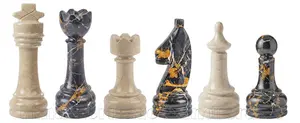 Luxury Michael Angelo and Verona Marble Chess Pieces Set – Hand-Carved Natural Stone Chessmen Set for Standard Boards