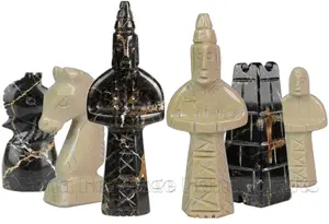 Handcrafted Michael Angelo and Verona Beige Marble Chess Pieces – Luxury Stone Chess Set for Elegant Gameplay