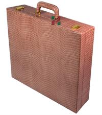 Peachy Pink PU Leather Chess Set Storage Box – Elegant and Durable Organizer for Chess Pieces and Board – Stylish Chess Storage Solution for Home or Travel