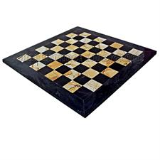Premium Jet Black & Burma Teak Marble Chess Board with Elegant Border Variants – Handcrafted Luxury Chess Set