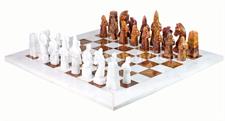 Luxury White Marble & Red Onyx Chess Set – Royal Bishop Series with Faux Leather Storage Box